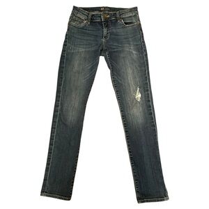 Kut from the Kloth Catherine Boyfriend Bootcut Distressed Blue Jeans Size 0